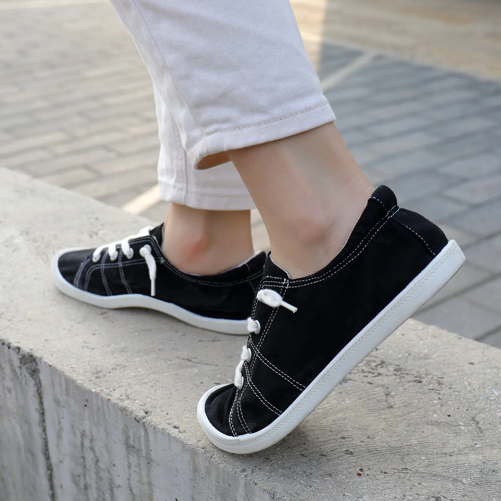 STQ Womens Slip On Sneakers, Comfort Casual Canvas Shoes