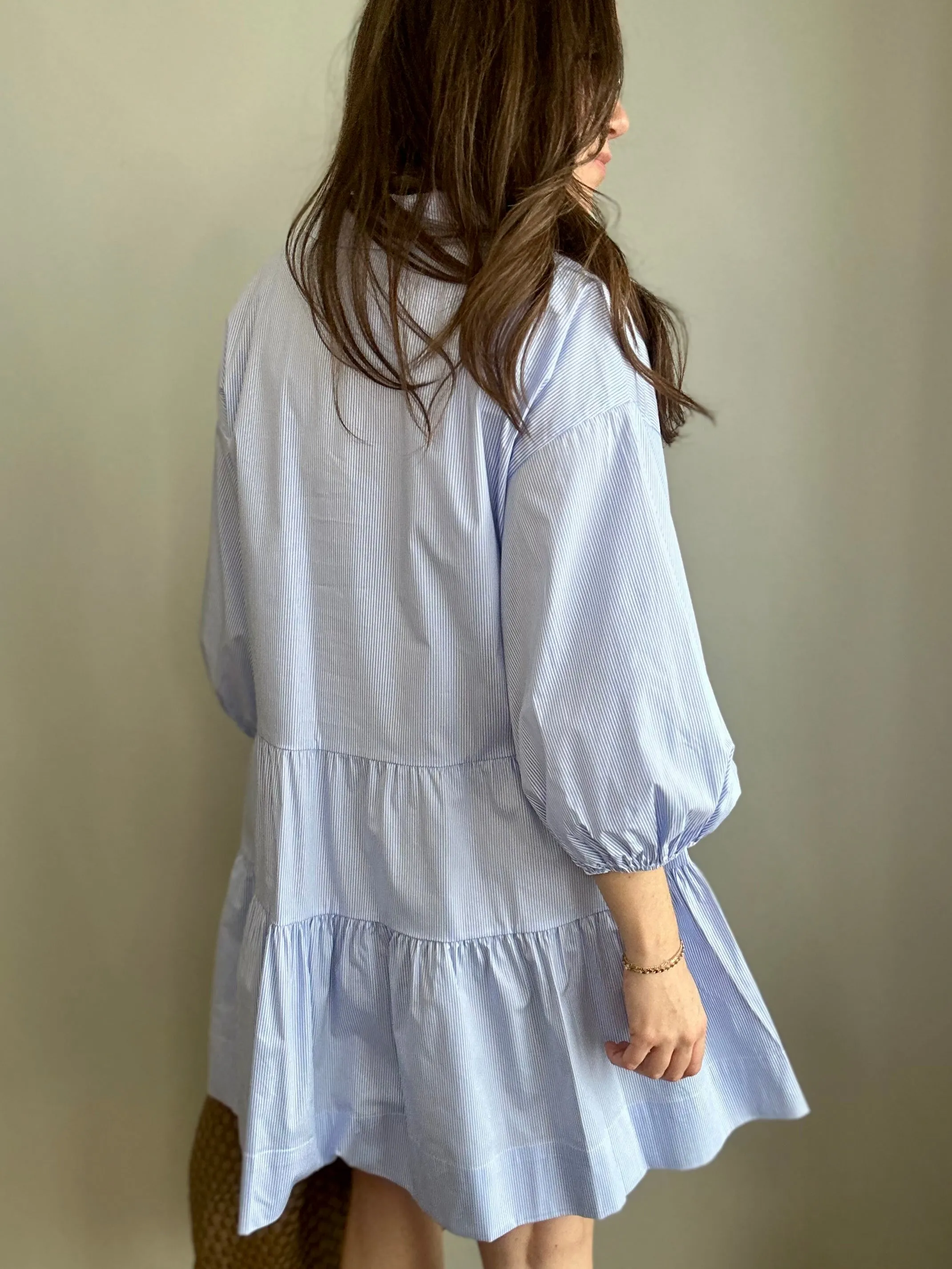 Striped Tiered Shirt Dress