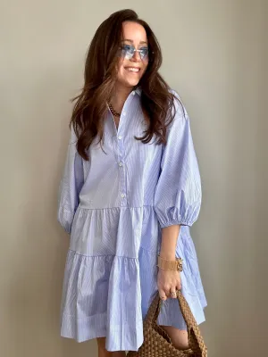 Striped Tiered Shirt Dress