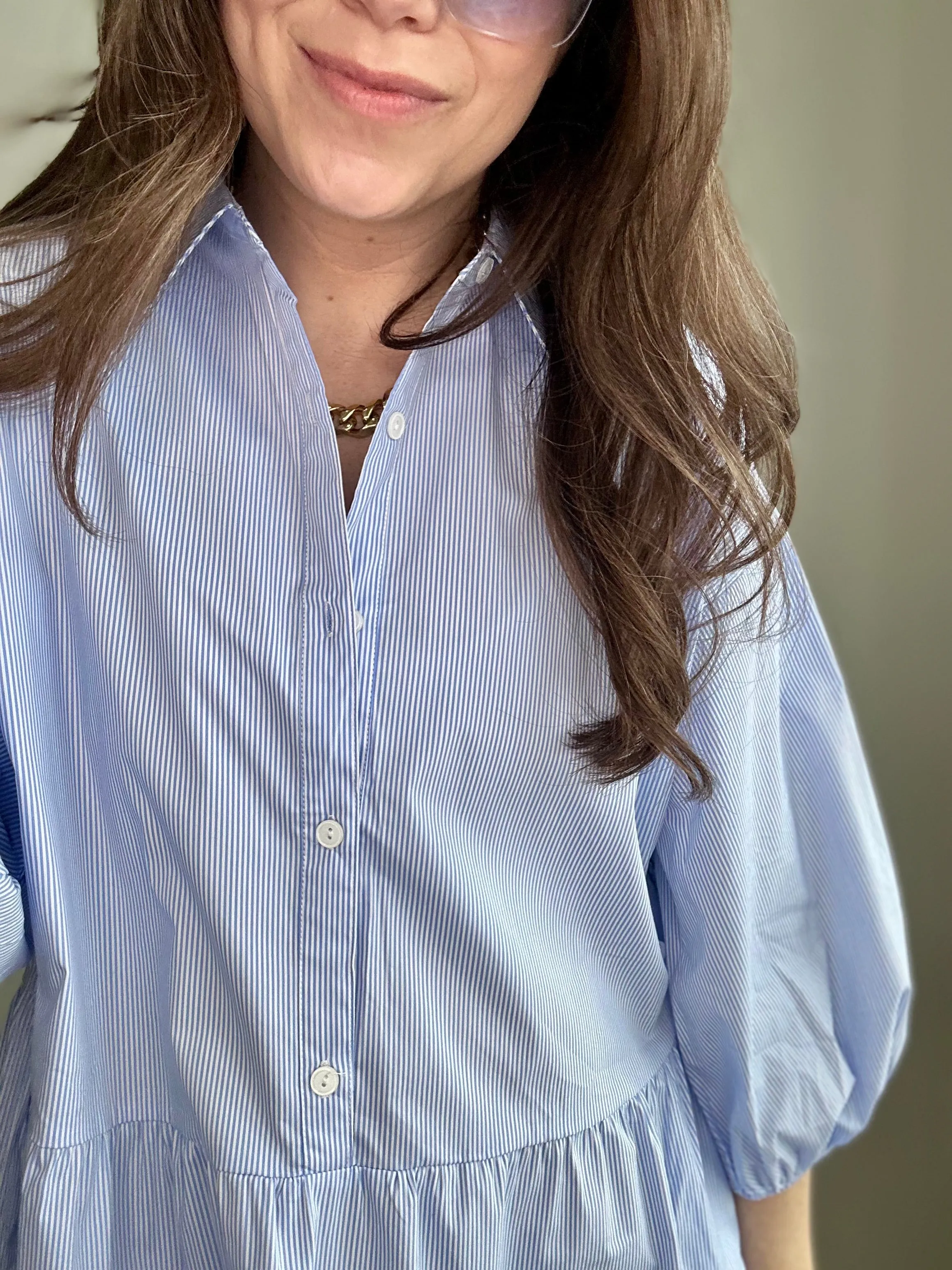 Striped Tiered Shirt Dress