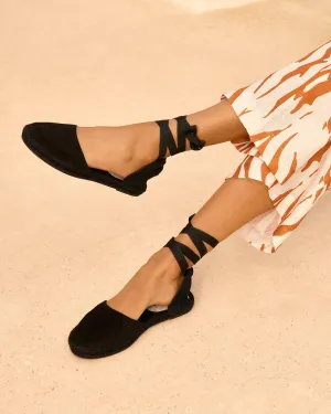 Suede Flat Valenciana Espadrilles - R22P0 - Hamptons Black On Tone