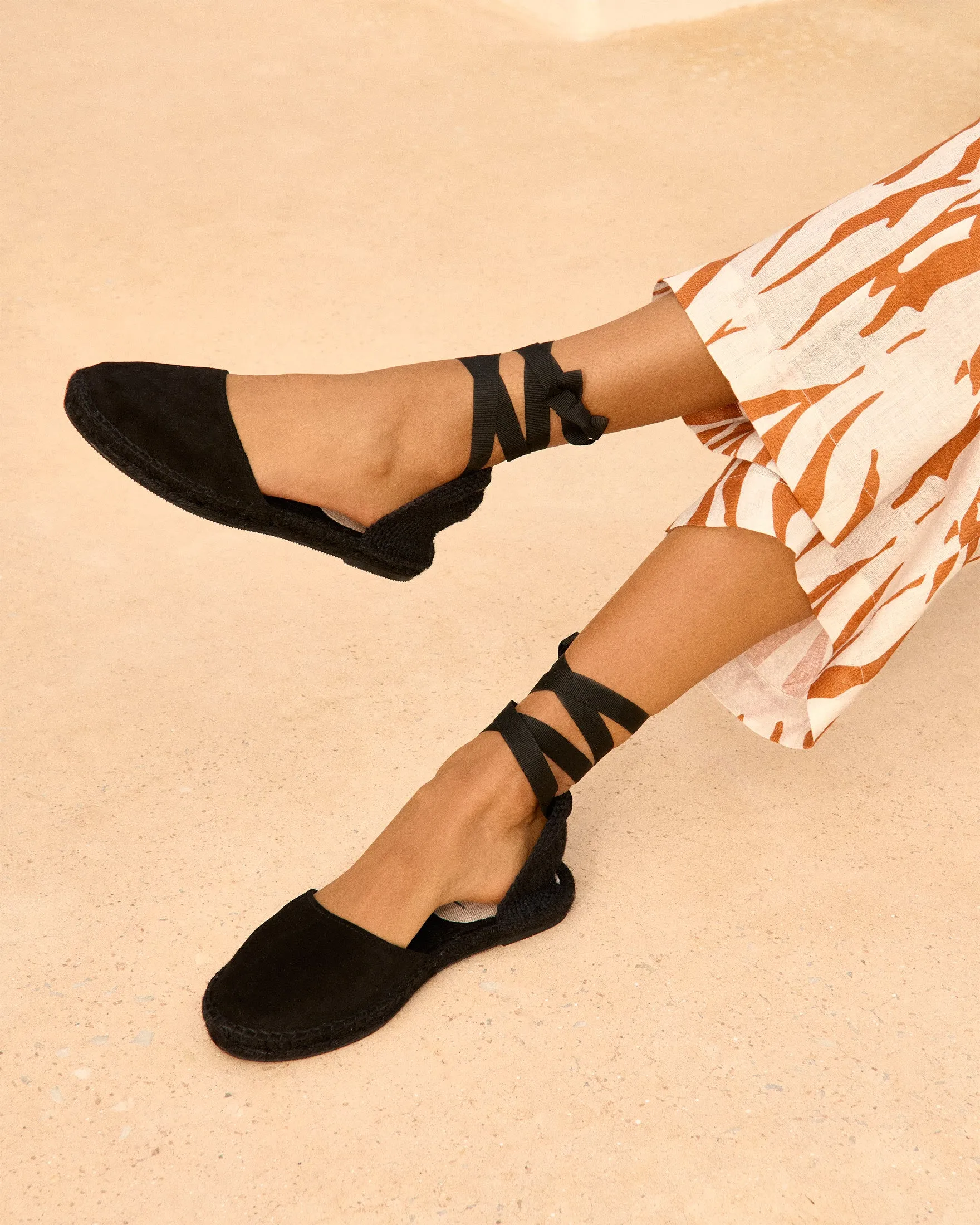 Suede Flat Valenciana Espadrilles - R22P0 - Hamptons Black On Tone