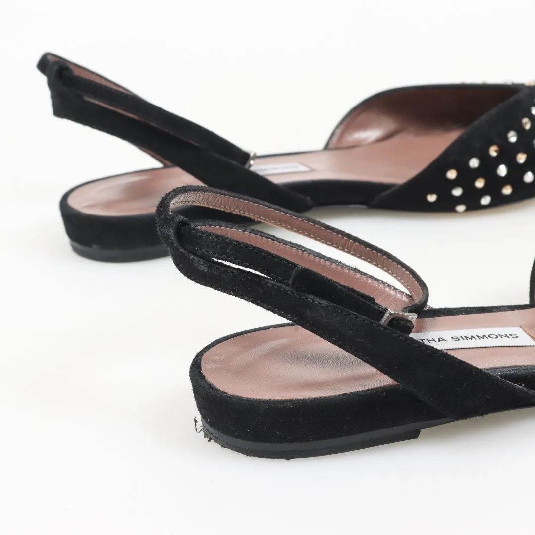 Tabitha Simmons 'Vera' Suede Crystal Flats Size 36