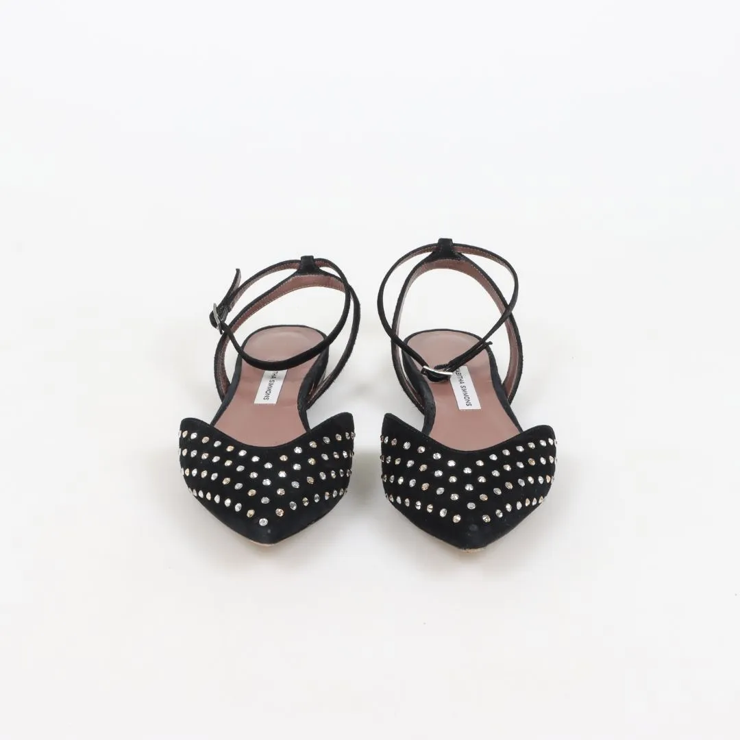 Tabitha Simmons 'Vera' Suede Crystal Flats Size 36
