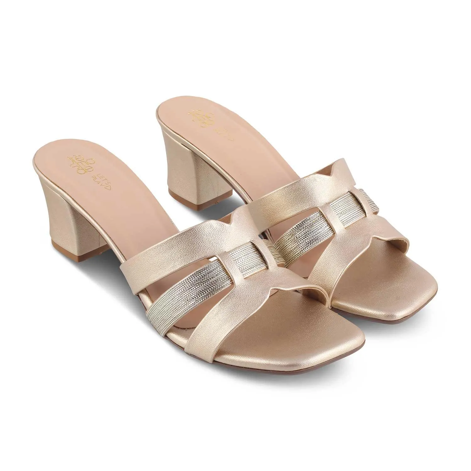 The Tosilo Gold Women's Dress Block Heel Sandals Tresmode