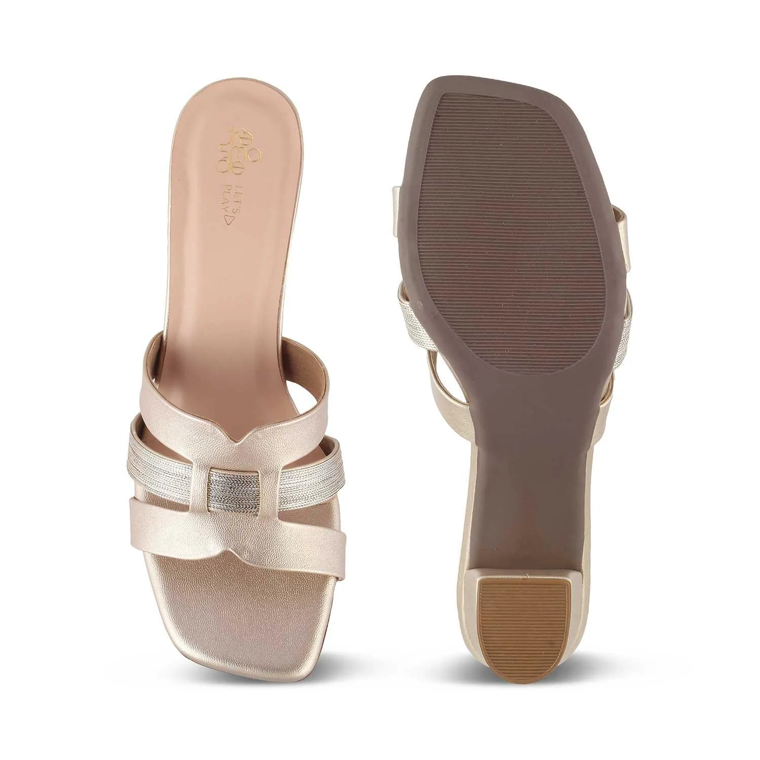 The Tosilo Gold Women's Dress Block Heel Sandals Tresmode