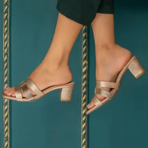 The Tosilo Gold Women's Dress Block Heel Sandals Tresmode