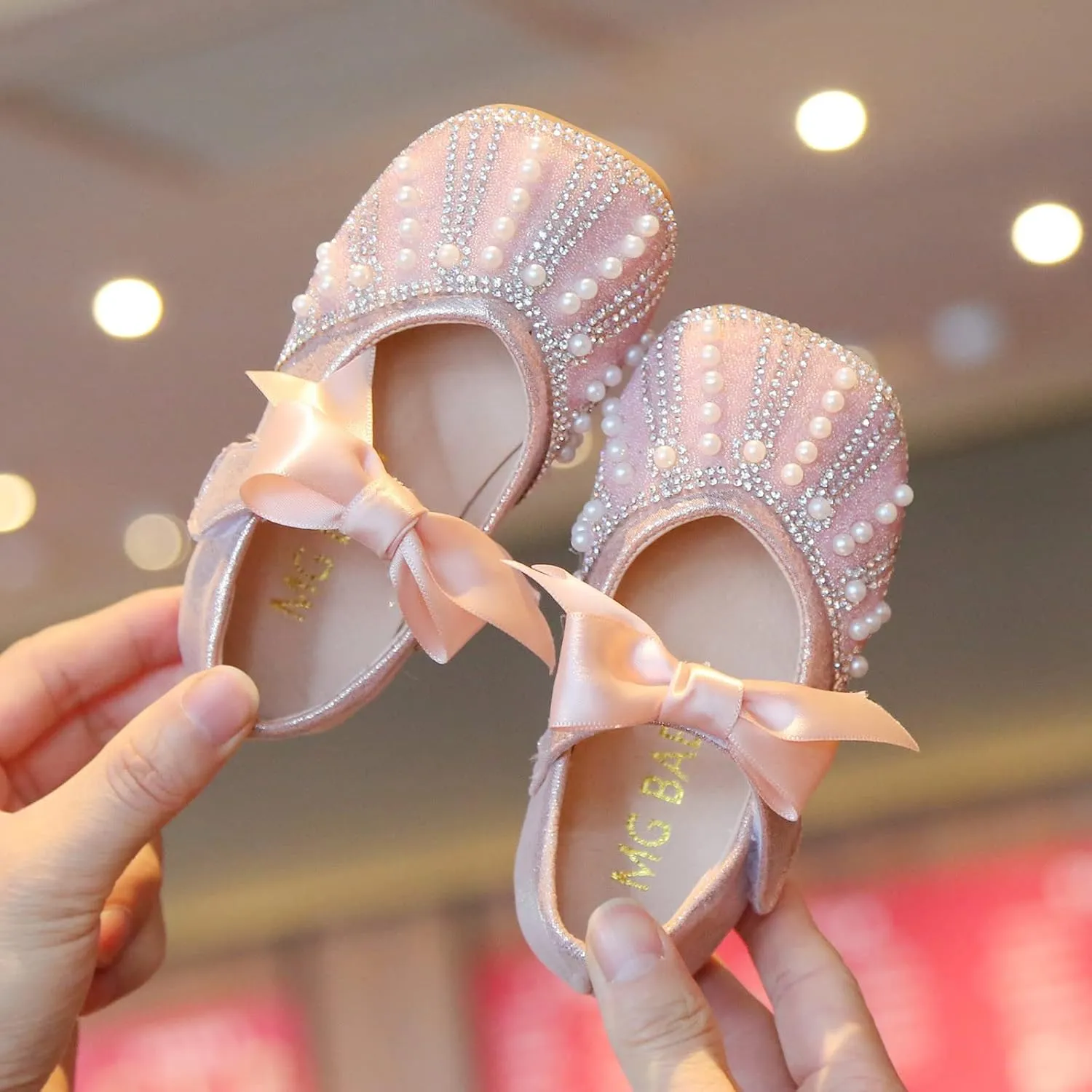 Toddler Baby Girls Dress Shoes Wedding Flower Bridesmaids Heels Glitter Princess Shoes Flats School Uniform Shoes 1-6Y