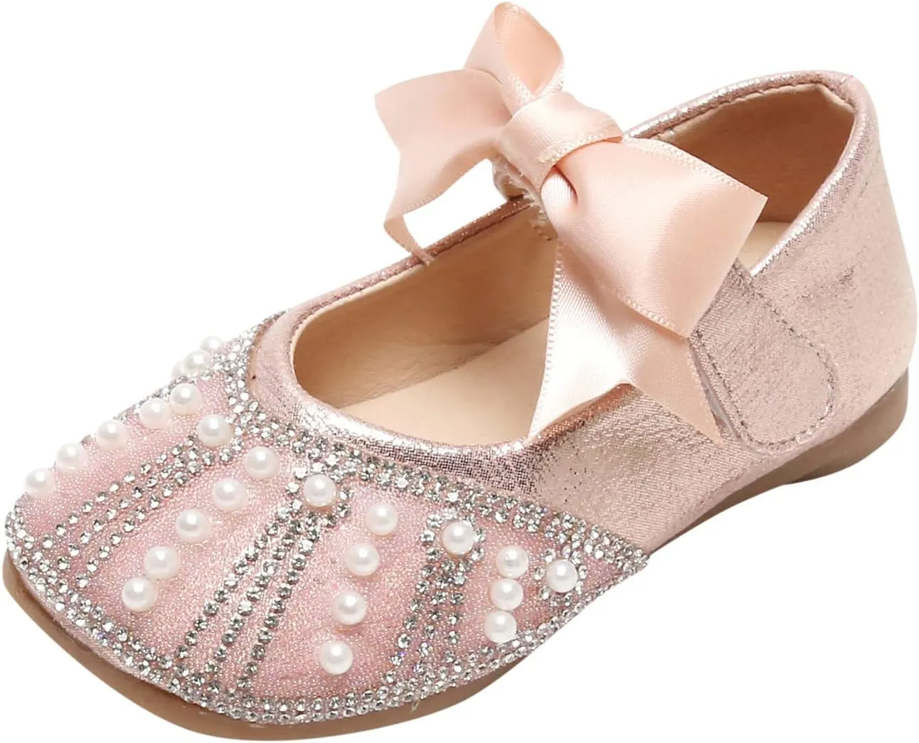 Toddler Baby Girls Dress Shoes Wedding Flower Bridesmaids Heels Glitter Princess Shoes Flats School Uniform Shoes 1-6Y