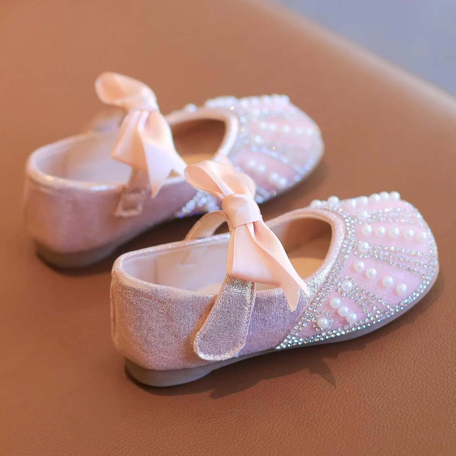 Toddler Baby Girls Dress Shoes Wedding Flower Bridesmaids Heels Glitter Princess Shoes Flats School Uniform Shoes 1-6Y