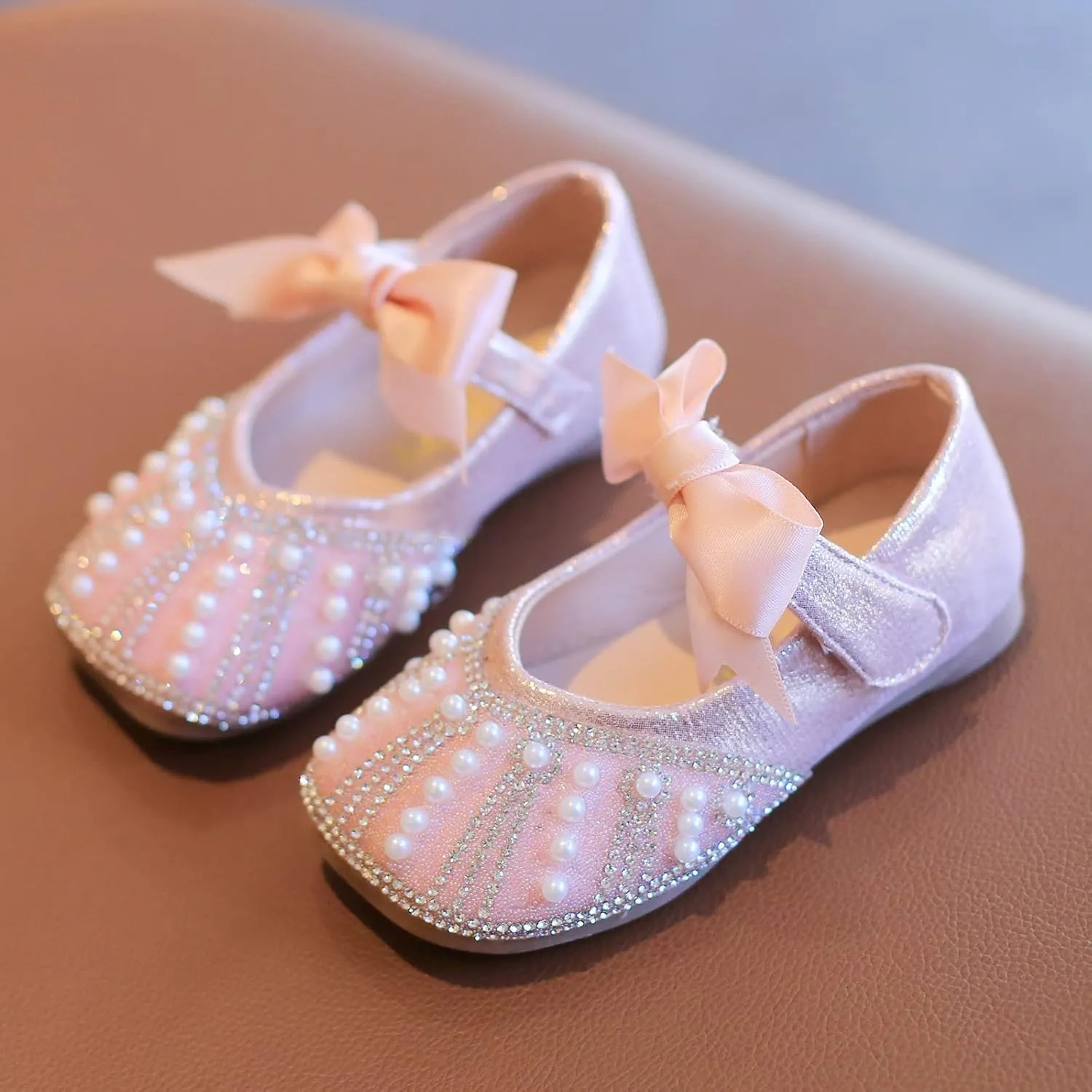 Toddler Baby Girls Dress Shoes Wedding Flower Bridesmaids Heels Glitter Princess Shoes Flats School Uniform Shoes 1-6Y