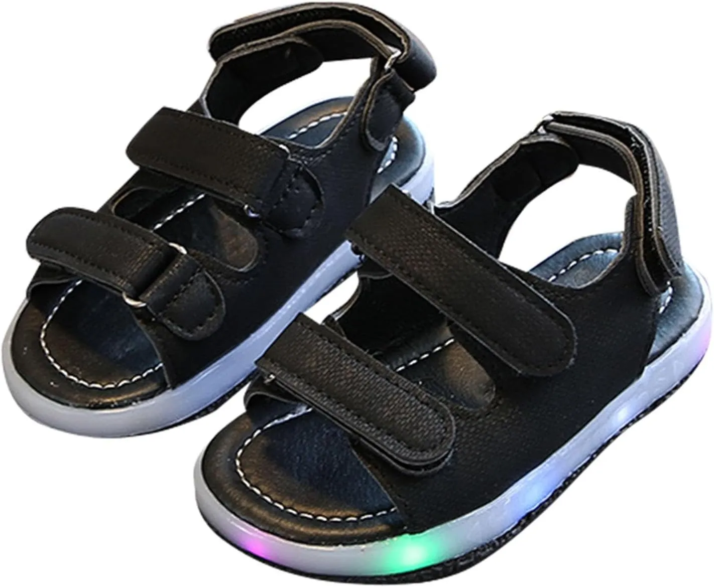 Toddler Boys Girls Light Up Sandals Non-slip Luminous Sneakers Open Toe Breathable Beach Shoes for Little Child