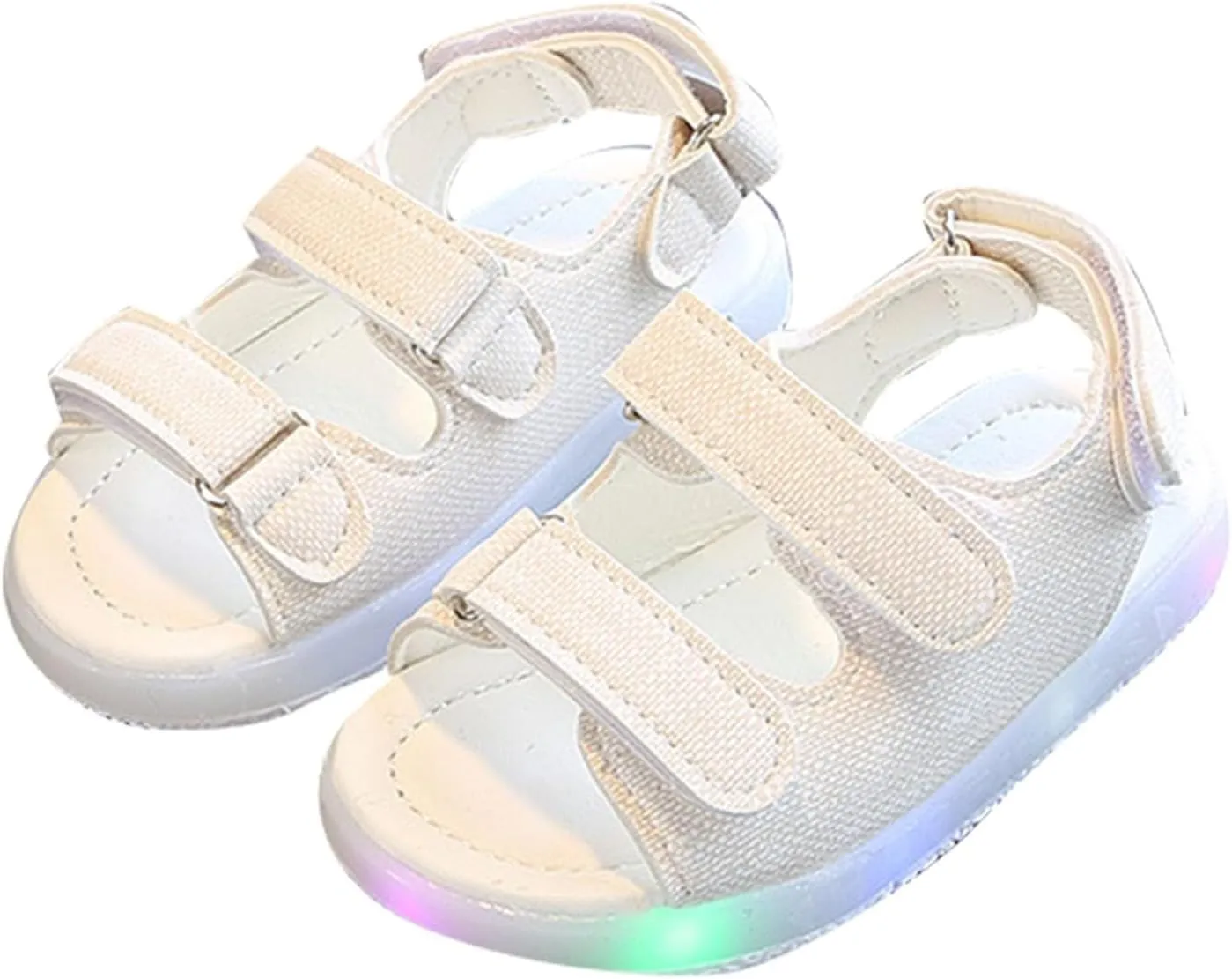 Toddler Boys Girls Light Up Sandals Non-slip Luminous Sneakers Open Toe Breathable Beach Shoes for Little Child