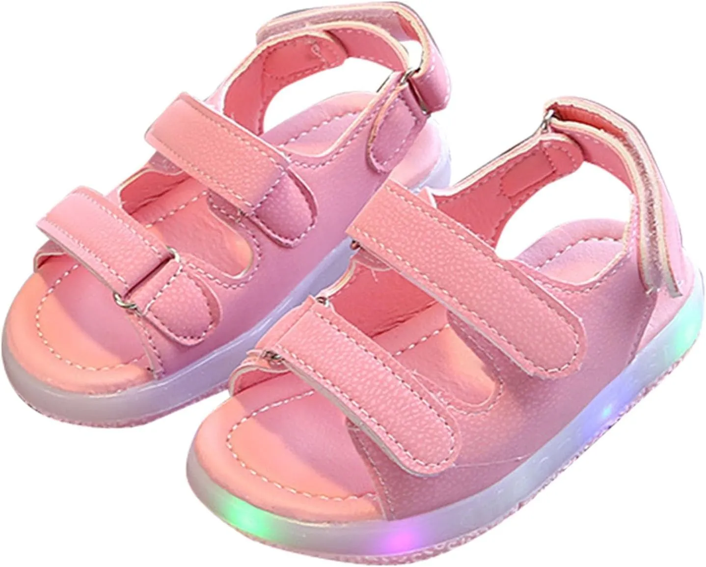 Toddler Boys Girls Light Up Sandals Non-slip Luminous Sneakers Open Toe Breathable Beach Shoes for Little Child
