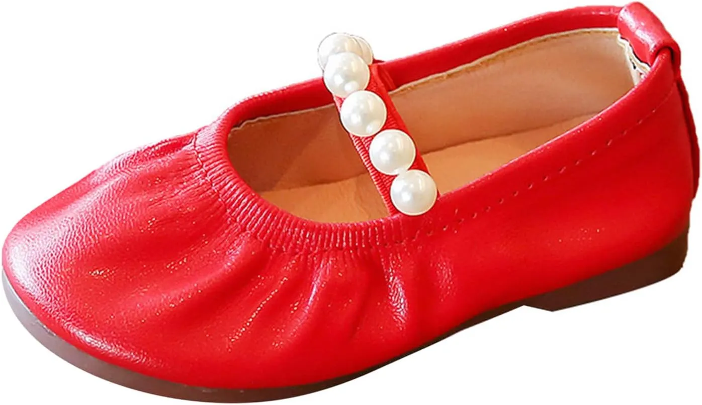 Toddler Flower Girl Dress Shoes Pearls Mary Jane Ballet Flats Party Wedding Toddler Little Girl Shoes
