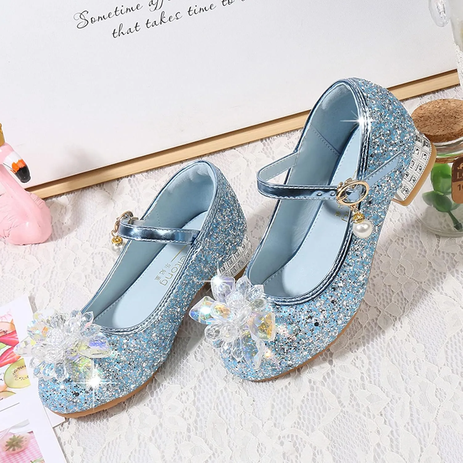 Toddler Girl Light up Sandals Toddler Little Kid Girls Dress Pumps Glitter Sequins Girls Slide on Sandals