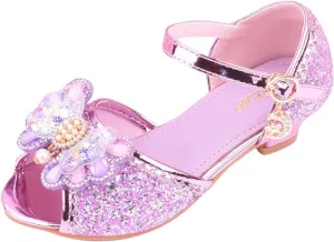 Toddler Girl Slip on Sandals Children Shoes With Diamond Shiny Sandals Princess Shoes Bow High Heels Kids Slides Girls