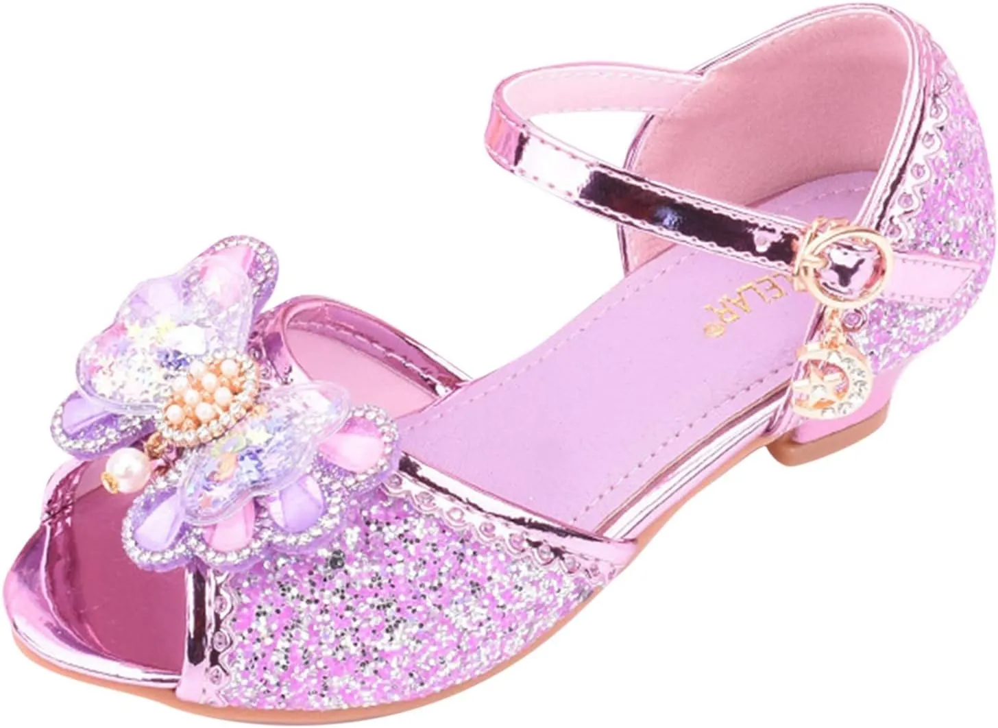 Toddler Girl Slip on Sandals Children Shoes With Diamond Shiny Sandals Princess Shoes Bow High Heels Kids Slides Girls