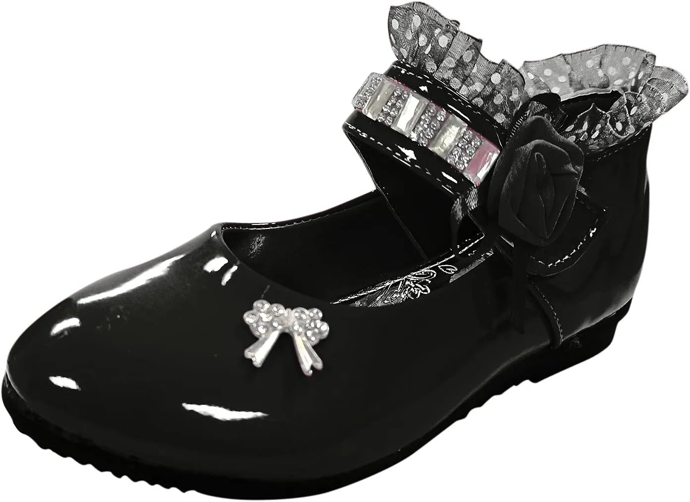 Toddler Girls Patent Leather Dress Shoes Little Girls School Uniform Mary Jane Flats Low Heels for Party Wedding