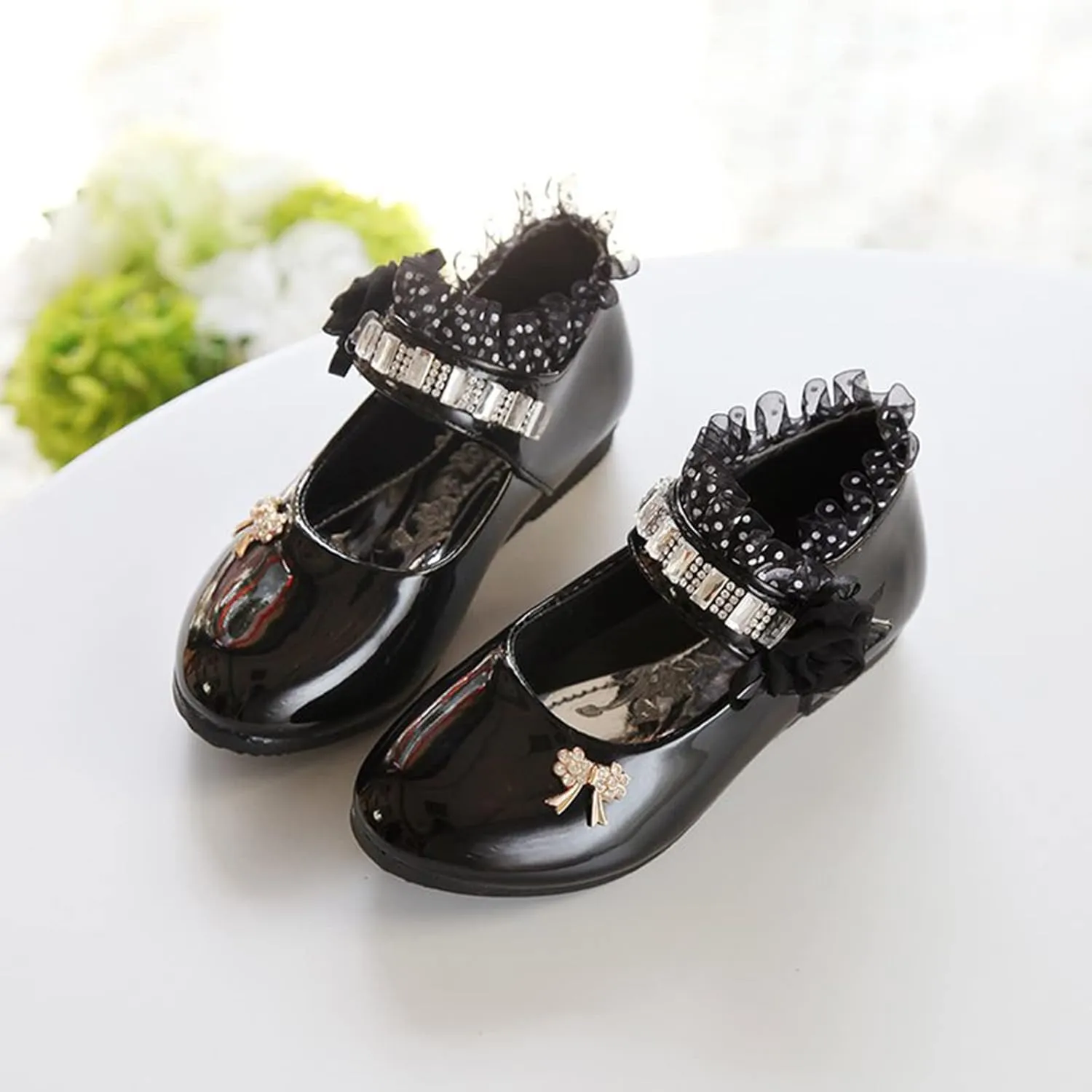 Toddler Girls Patent Leather Dress Shoes Little Girls School Uniform Mary Jane Flats Low Heels for Party Wedding