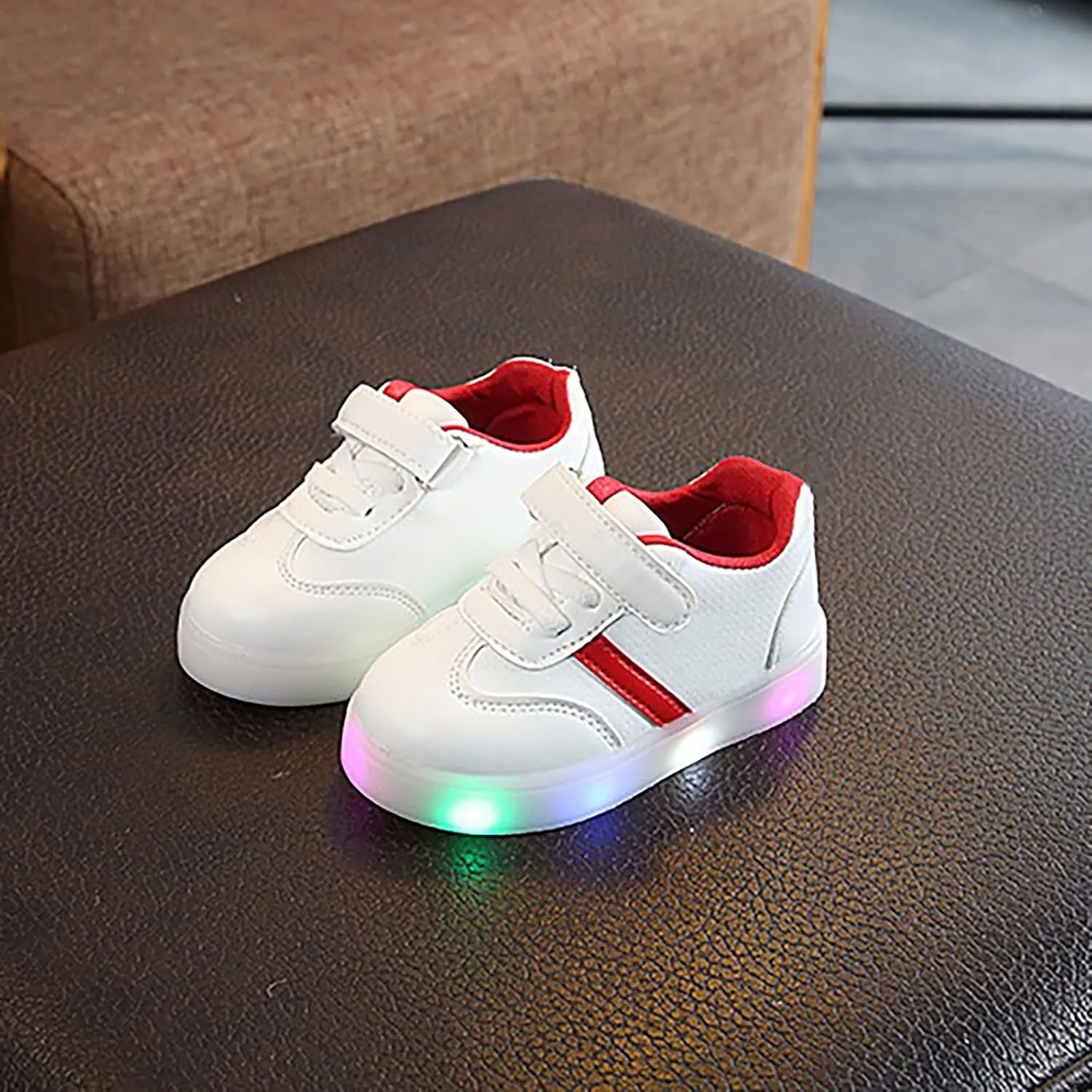 Toddler Infant Strap Shoes Lightweight Board Rubber Sole Shoes Children Boys Girls Solid Color Adjustable Flats Sneakers