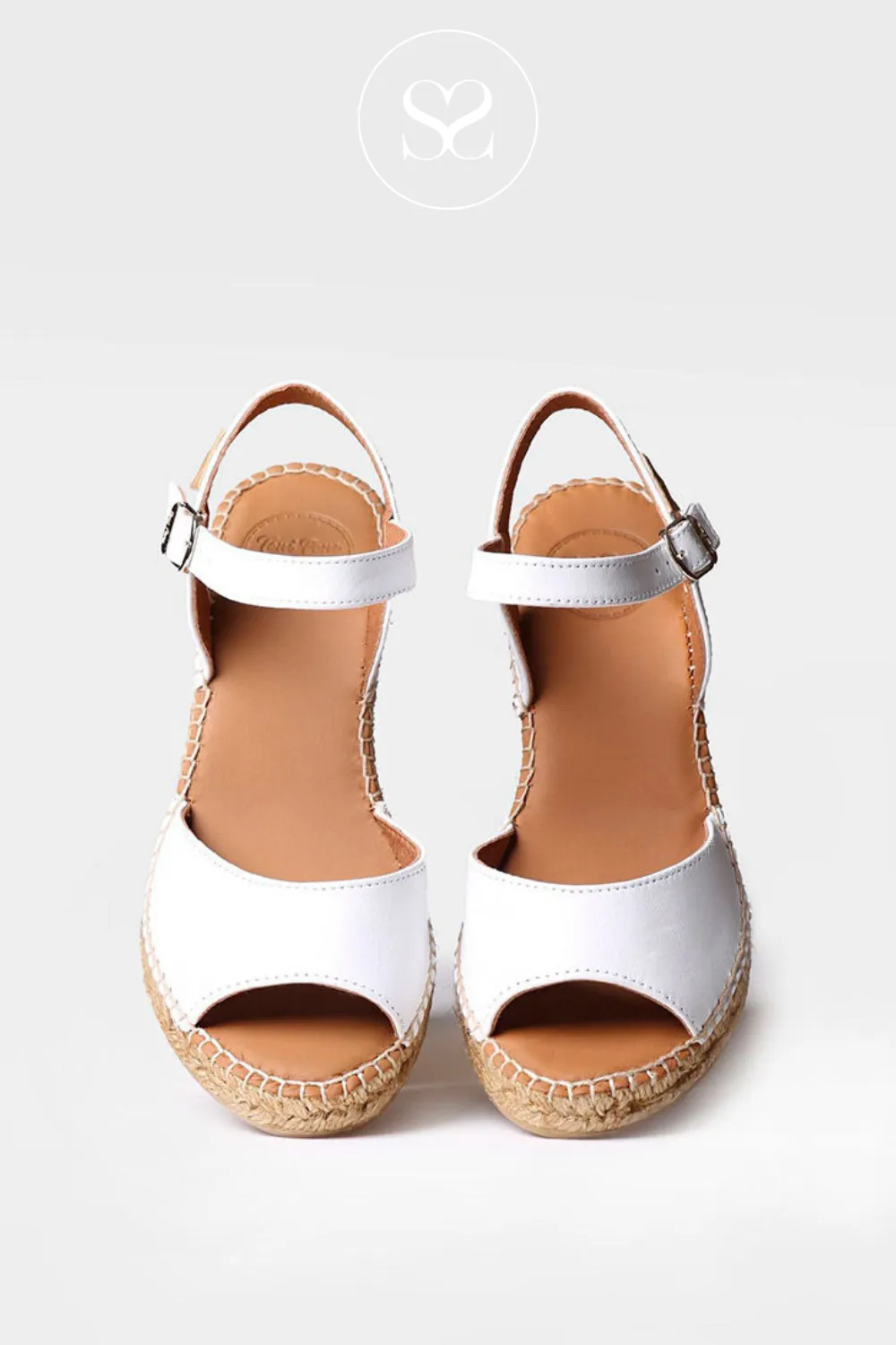 TONI PONS SIA WHITE LEATHER ESPADRILLE STYLE WEDGE SANDAL