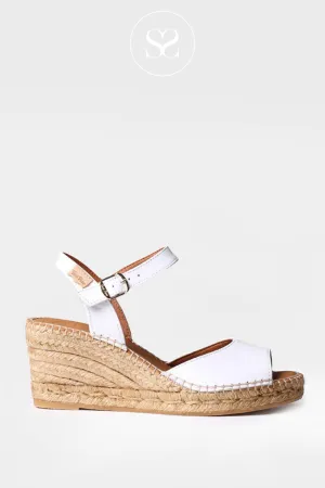 TONI PONS SIA WHITE LEATHER ESPADRILLE STYLE WEDGE SANDAL