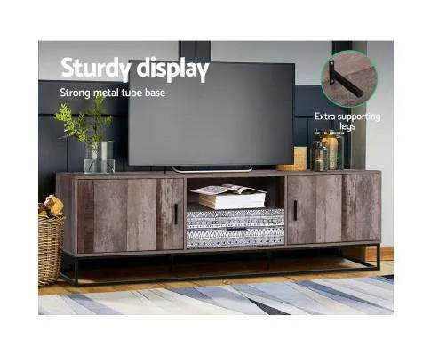 TV Cabinet Entertainment Unit Stand Storage Wooden Industrial Rustic 180cm