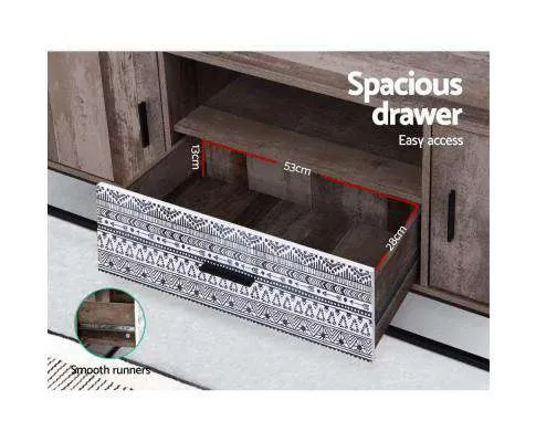TV Cabinet Entertainment Unit Stand Storage Wooden Industrial Rustic 180cm