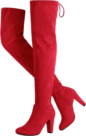 Vepose Women's 992 Thigh High Over The Knee Boots, Suede Long Boots with High Heel and Inner Zipper