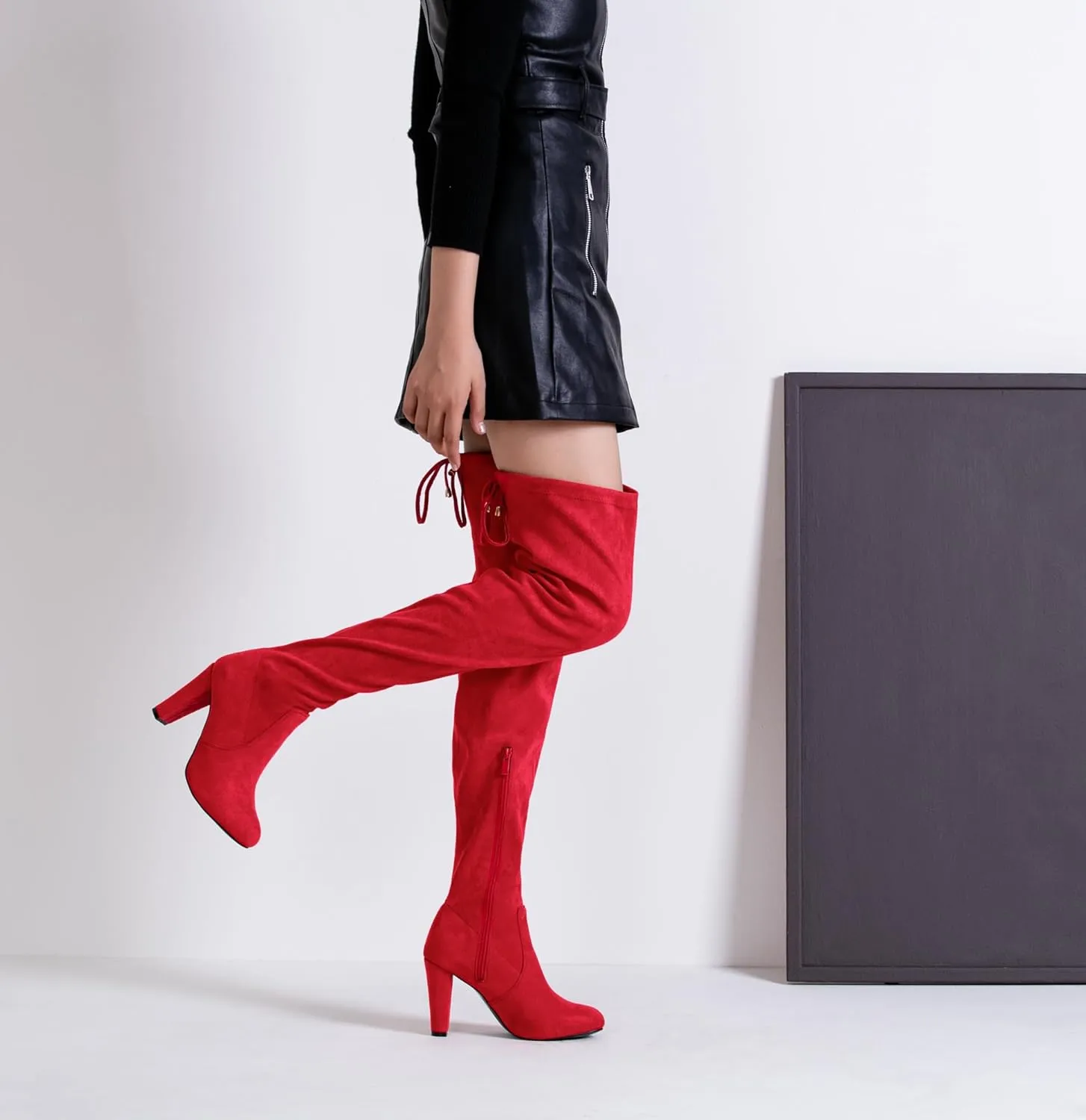 Vepose Women's 992 Thigh High Over The Knee Boots, Suede Long Boots with High Heel and Inner Zipper