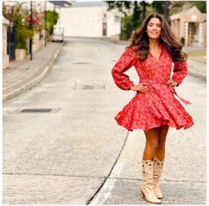 Vermilion linen dress!