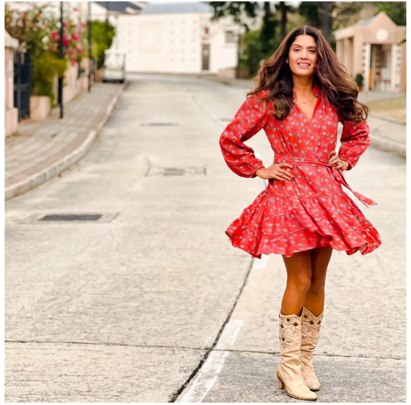 Vermilion linen dress!