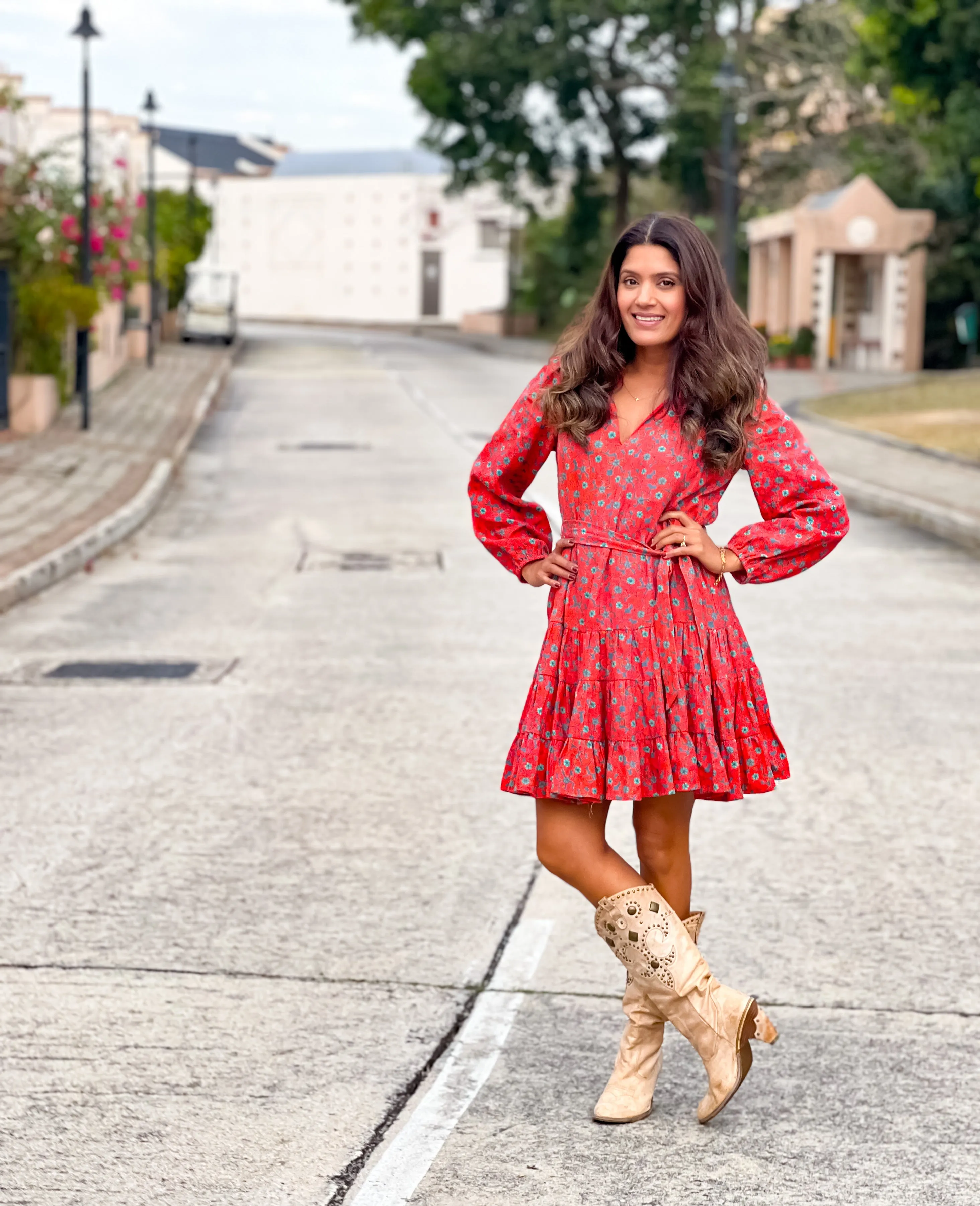 Vermilion linen dress!