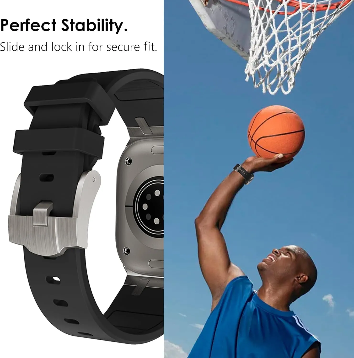 WINGLE AP Luxury Bands for Apple Watch Band Ultra 2 Band Ultra 49mm 46mm 45mm 44mm 42mm Men Women Series 10 9 8 7 SE 6 5 4, Silicone Rubber Metal Adapter Sport Bands for iWatch 3 2 1