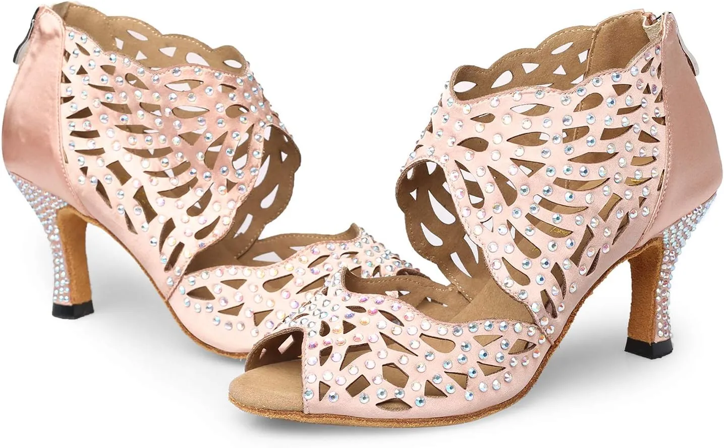 Women Rhinestone Dance Shoes Latin Salsa Bachata Practice Performance Dancing Footwear