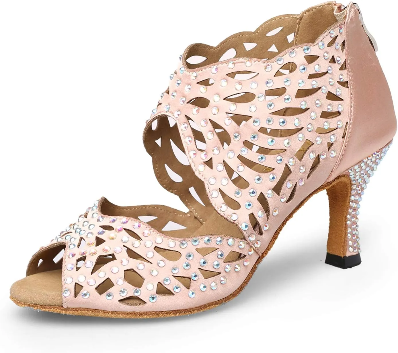 Women Rhinestone Dance Shoes Latin Salsa Bachata Practice Performance Dancing Footwear