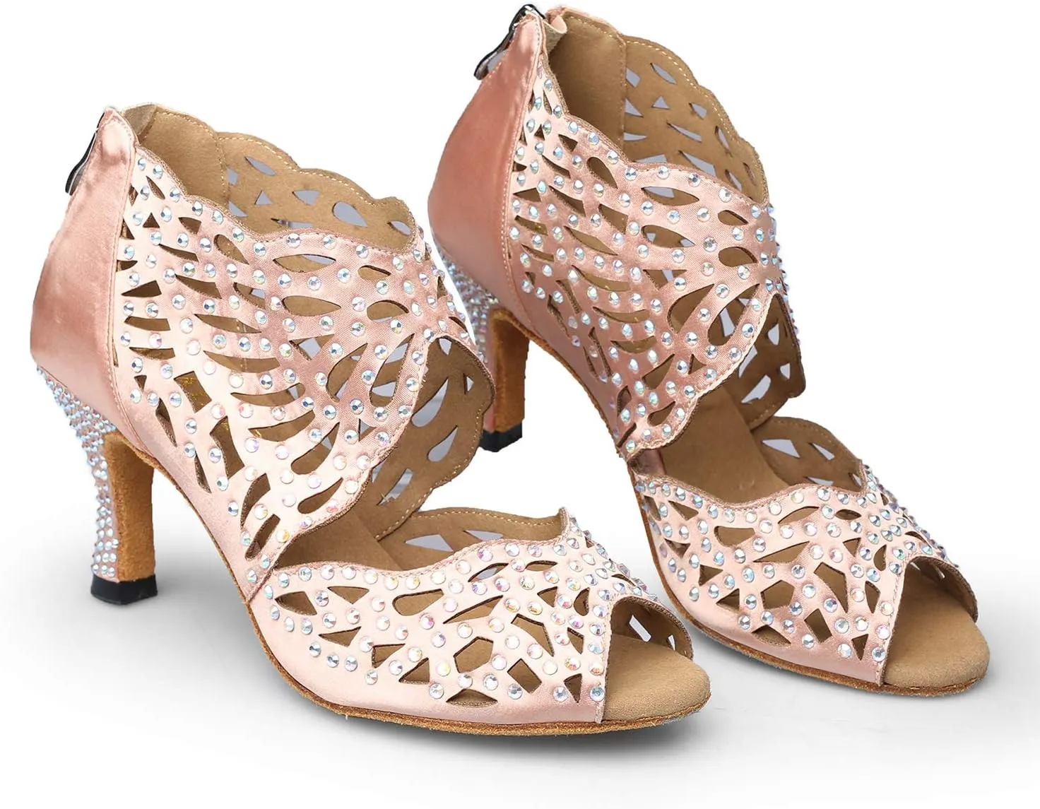 Women Rhinestone Dance Shoes Latin Salsa Bachata Practice Performance Dancing Footwear