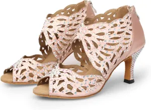 Women Rhinestone Dance Shoes Latin Salsa Bachata Practice Performance Dancing Footwear