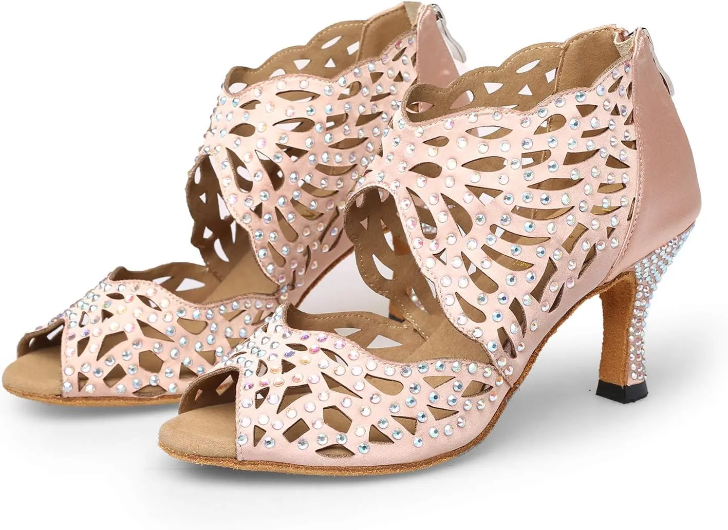 Women Rhinestone Dance Shoes Latin Salsa Bachata Practice Performance Dancing Footwear