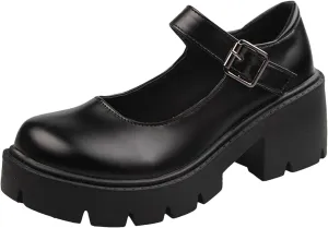 Women's Ankle Strap Mary Janes Summer Fashion Platform High Heel Chunky Pumps Oxford Dress Shoes Vintage Cosplay Girls Students British Shoes