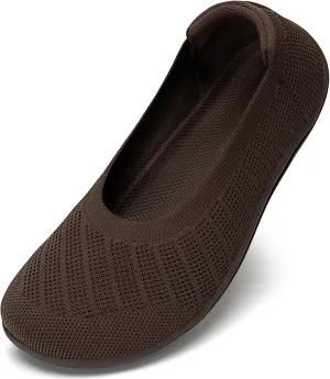 Women's Ballet Flats Wide Toe Box Barefoot Dress Shoes Knit Flat Comfortable Casual Walking Shoe Minimalist Zero Drop Slip On