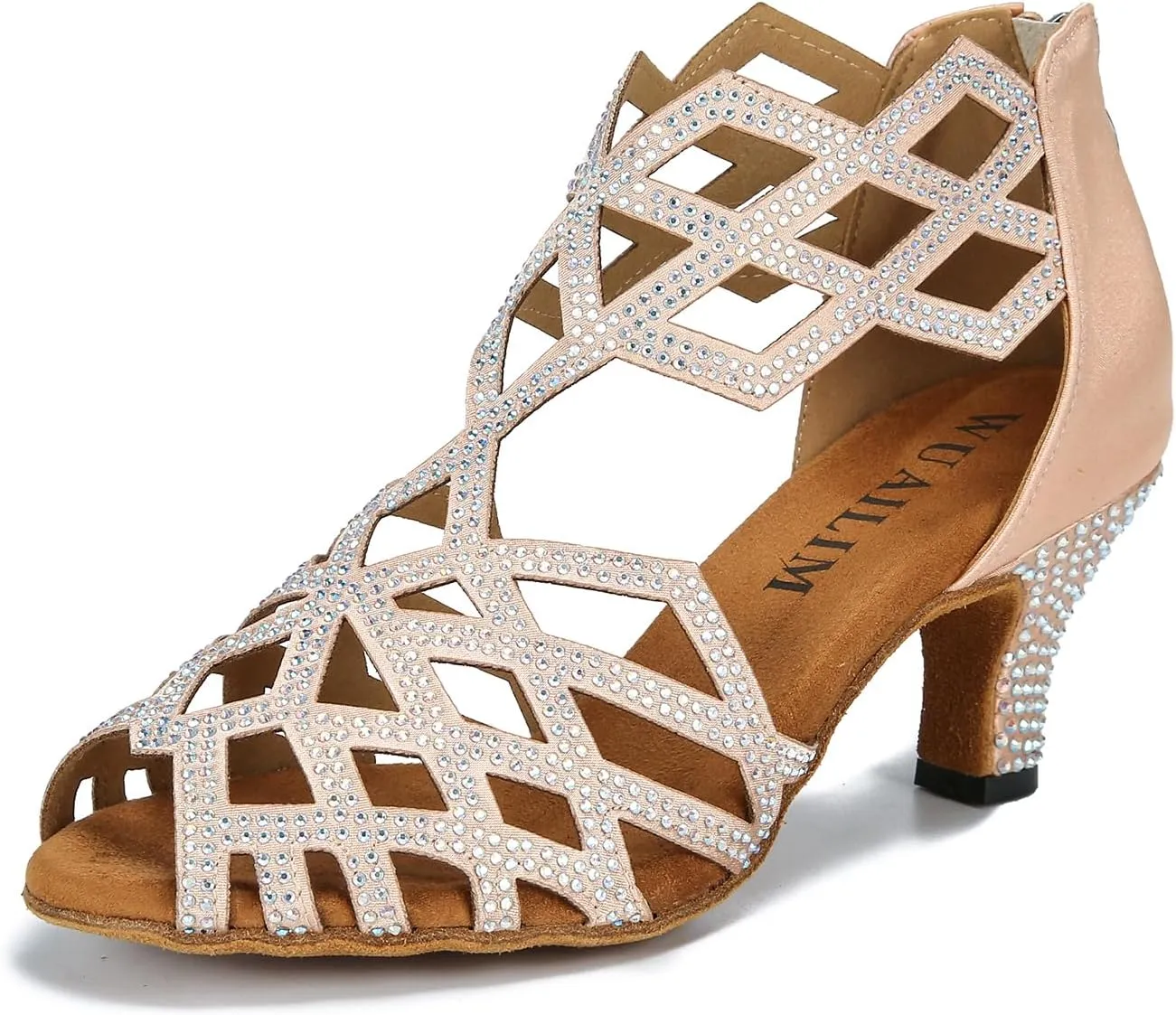 Women's Ballroom Rhinestone Dance Shoes, Latin Salsa Bachata Practice Performance Dancer Shoes