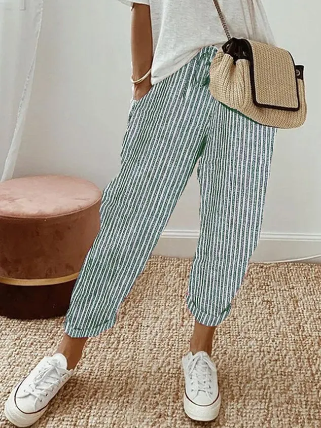 Womens Full-Length Pants  Relaxed Fit  Breathable Fabric  Drawstring Waistband