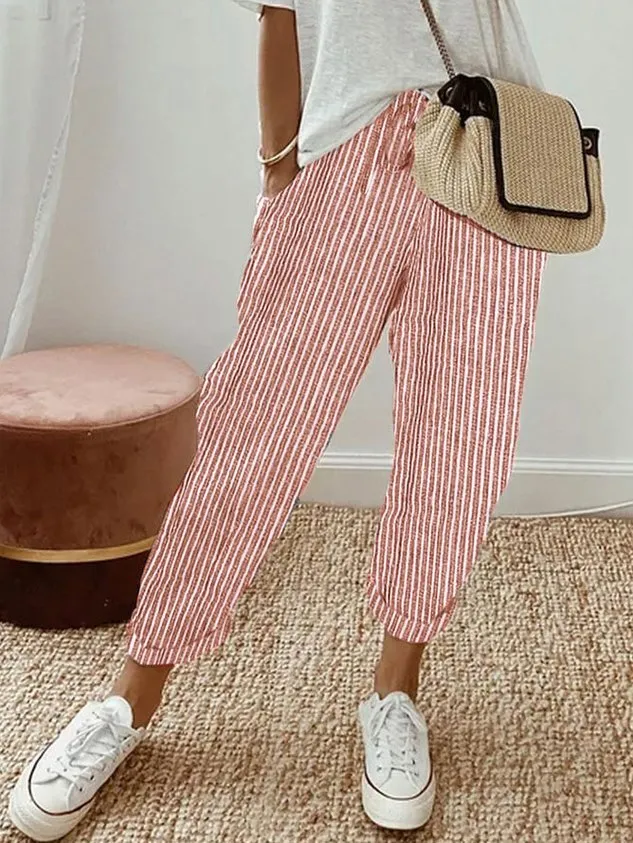 Womens Full-Length Pants  Relaxed Fit  Breathable Fabric  Drawstring Waistband