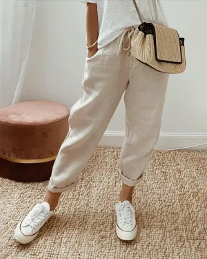 Womens Full-Length Pants  Relaxed Fit  Breathable Fabric  Drawstring Waistband