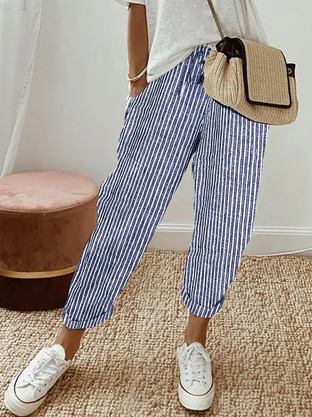 Womens Full-Length Pants  Relaxed Fit  Breathable Fabric  Drawstring Waistband