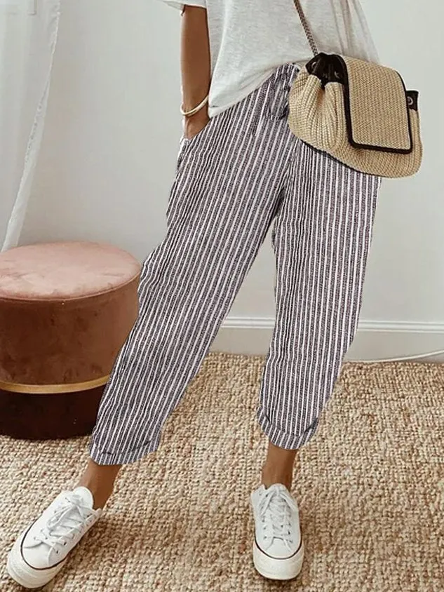 Womens Full-Length Pants  Relaxed Fit  Breathable Fabric  Drawstring Waistband