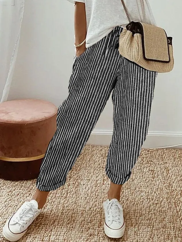 Womens Full-Length Pants  Relaxed Fit  Breathable Fabric  Drawstring Waistband