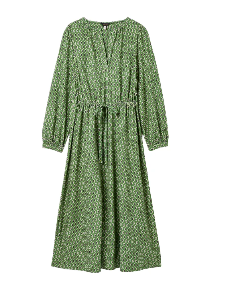 Women's Imogen  Long Sleeve Belted Midi Dress in Green